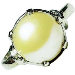 Natural Moti (Fresh Water Pearl) Silver Ring; Original & Certified